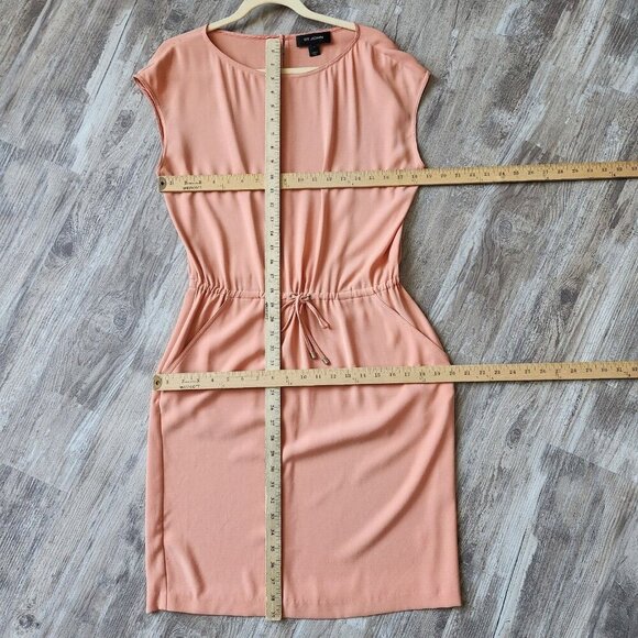 St. John Women Peach Sleeveless Knee-Length Dress Drawstring Waist Pockets Sz 8 - Picture 7 of 12